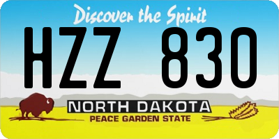 ND license plate HZZ830