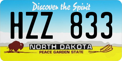 ND license plate HZZ833