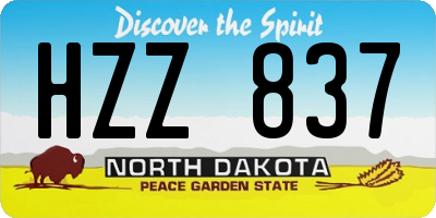 ND license plate HZZ837