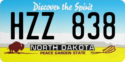 ND license plate HZZ838