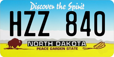 ND license plate HZZ840
