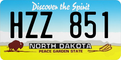 ND license plate HZZ851