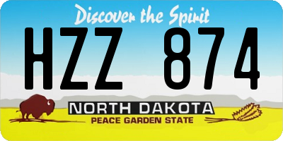 ND license plate HZZ874