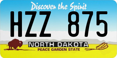 ND license plate HZZ875