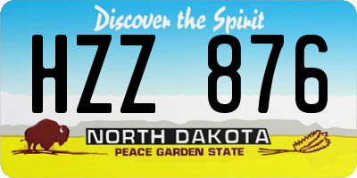 ND license plate HZZ876