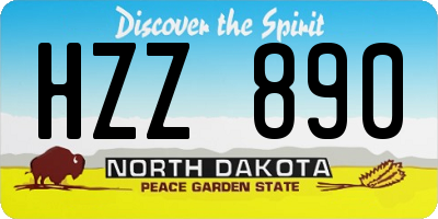 ND license plate HZZ890
