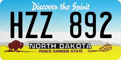 ND license plate HZZ892