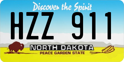 ND license plate HZZ911