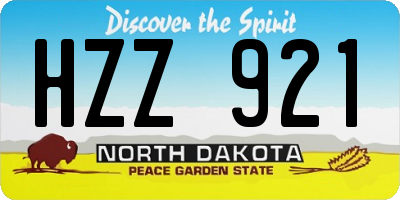 ND license plate HZZ921