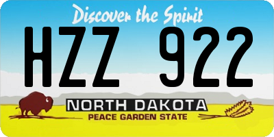 ND license plate HZZ922