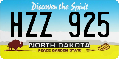 ND license plate HZZ925