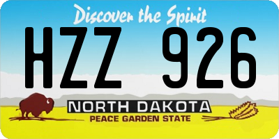 ND license plate HZZ926