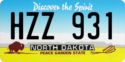 ND license plate HZZ931