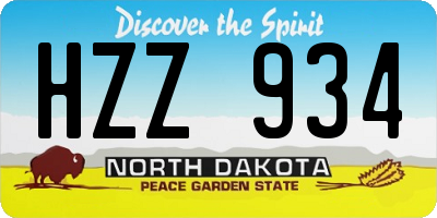ND license plate HZZ934