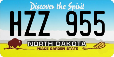 ND license plate HZZ955