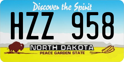 ND license plate HZZ958
