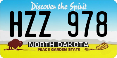 ND license plate HZZ978
