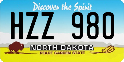 ND license plate HZZ980