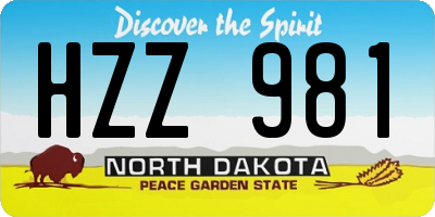 ND license plate HZZ981