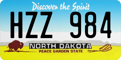 ND license plate HZZ984