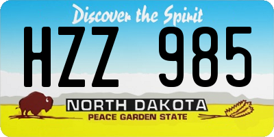 ND license plate HZZ985