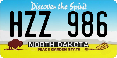 ND license plate HZZ986