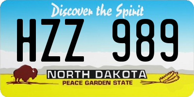ND license plate HZZ989
