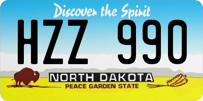 ND license plate HZZ990