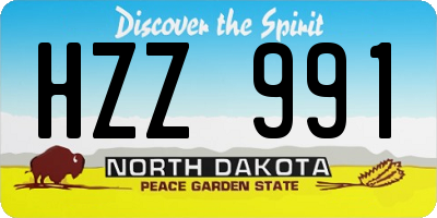 ND license plate HZZ991