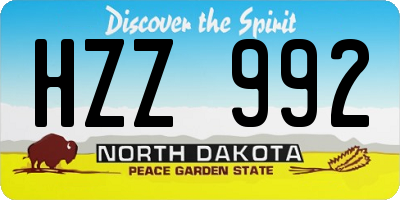 ND license plate HZZ992