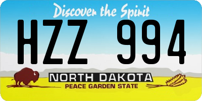 ND license plate HZZ994