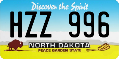 ND license plate HZZ996