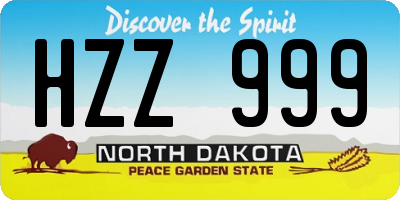 ND license plate HZZ999