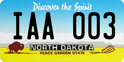 ND license plate IAA003