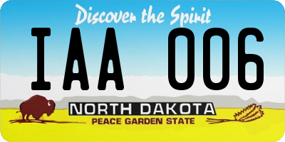 ND license plate IAA006