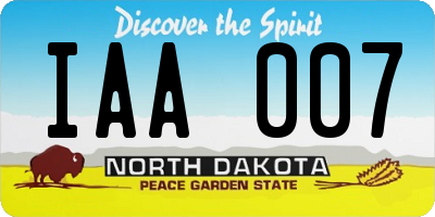 ND license plate IAA007