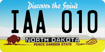 ND license plate IAA010