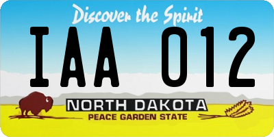 ND license plate IAA012