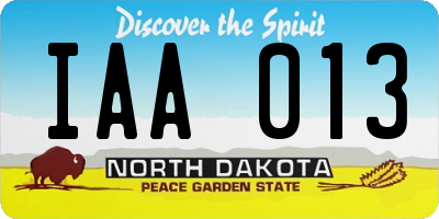 ND license plate IAA013