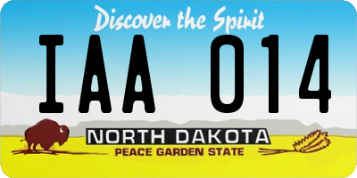 ND license plate IAA014