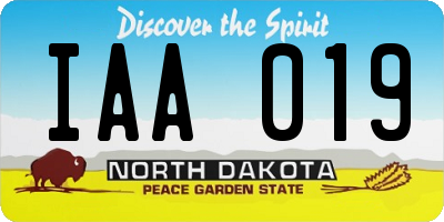 ND license plate IAA019