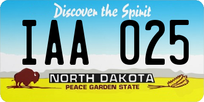 ND license plate IAA025