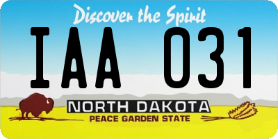 ND license plate IAA031