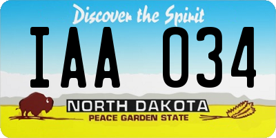 ND license plate IAA034