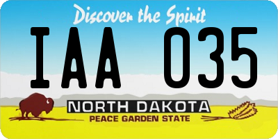ND license plate IAA035