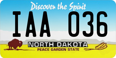 ND license plate IAA036