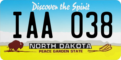 ND license plate IAA038