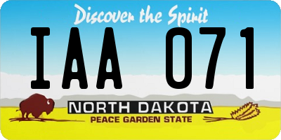 ND license plate IAA071