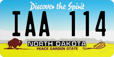 ND license plate IAA114