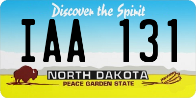 ND license plate IAA131
